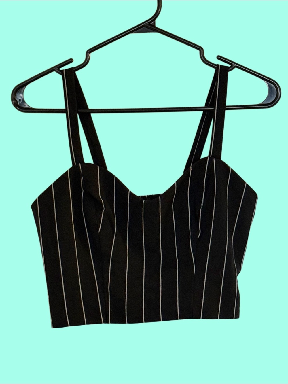 Dynamite Black Pinstripe Cropped Cami